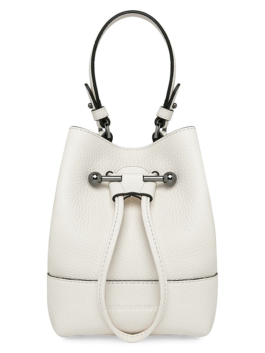 Women's Osette Grain Leather Bucket Bag - White