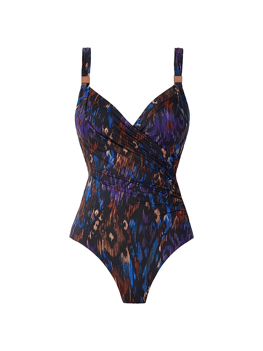 Women's Tapiz Siren One-Piece Swimsuit - Black Multi - Size 16