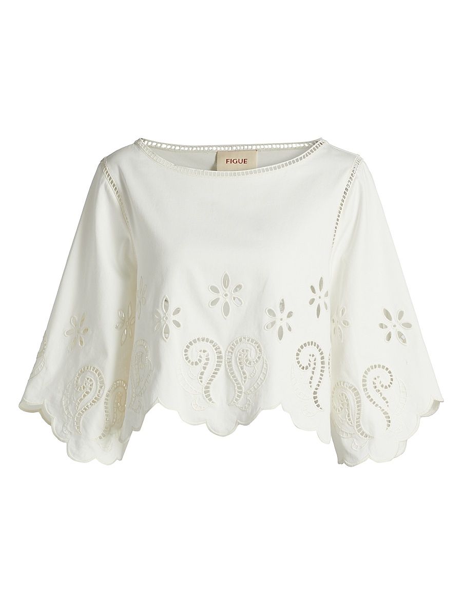 Women's Seline Cotton Cut-Out Crop Top - Chalk - Size Large