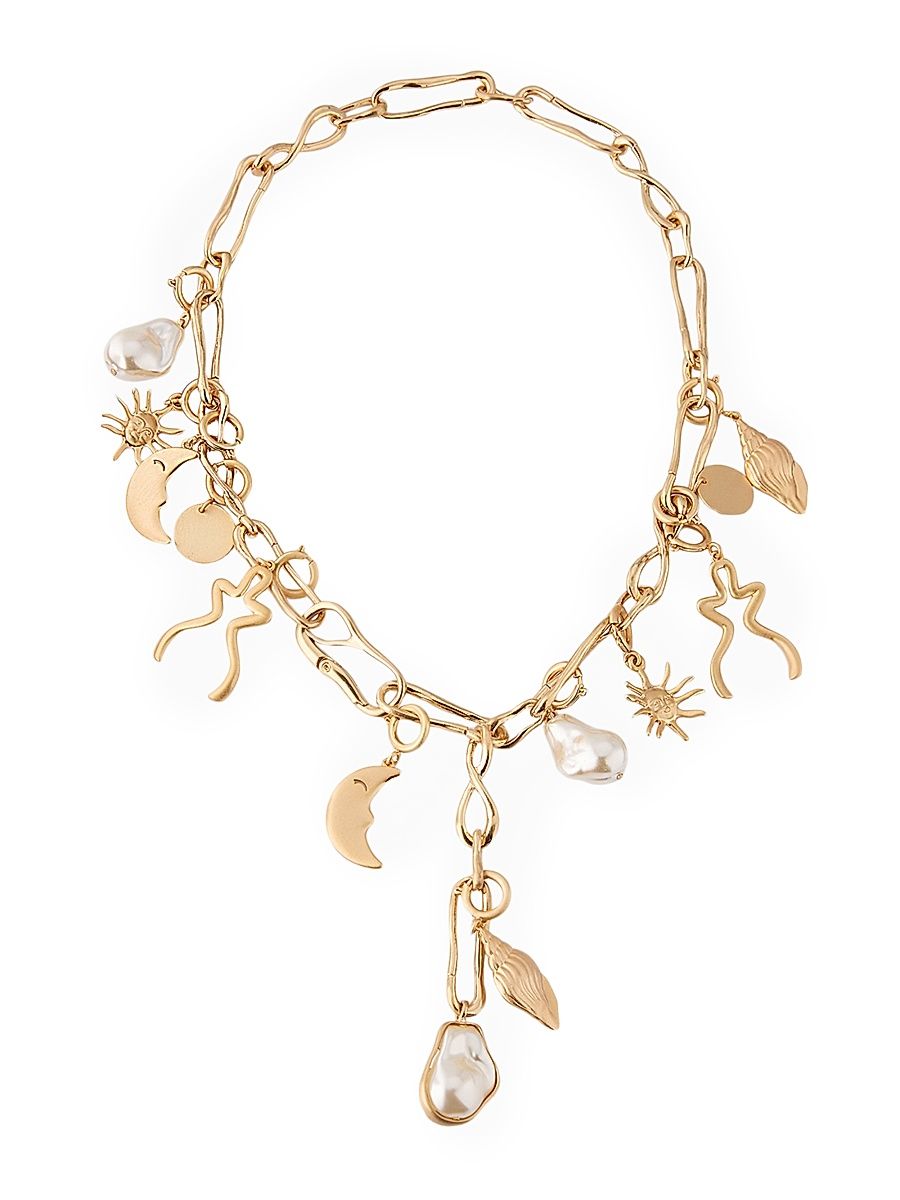 Women's Astrid Goldtone & Imitation Pearl Charm Necklace - Gold