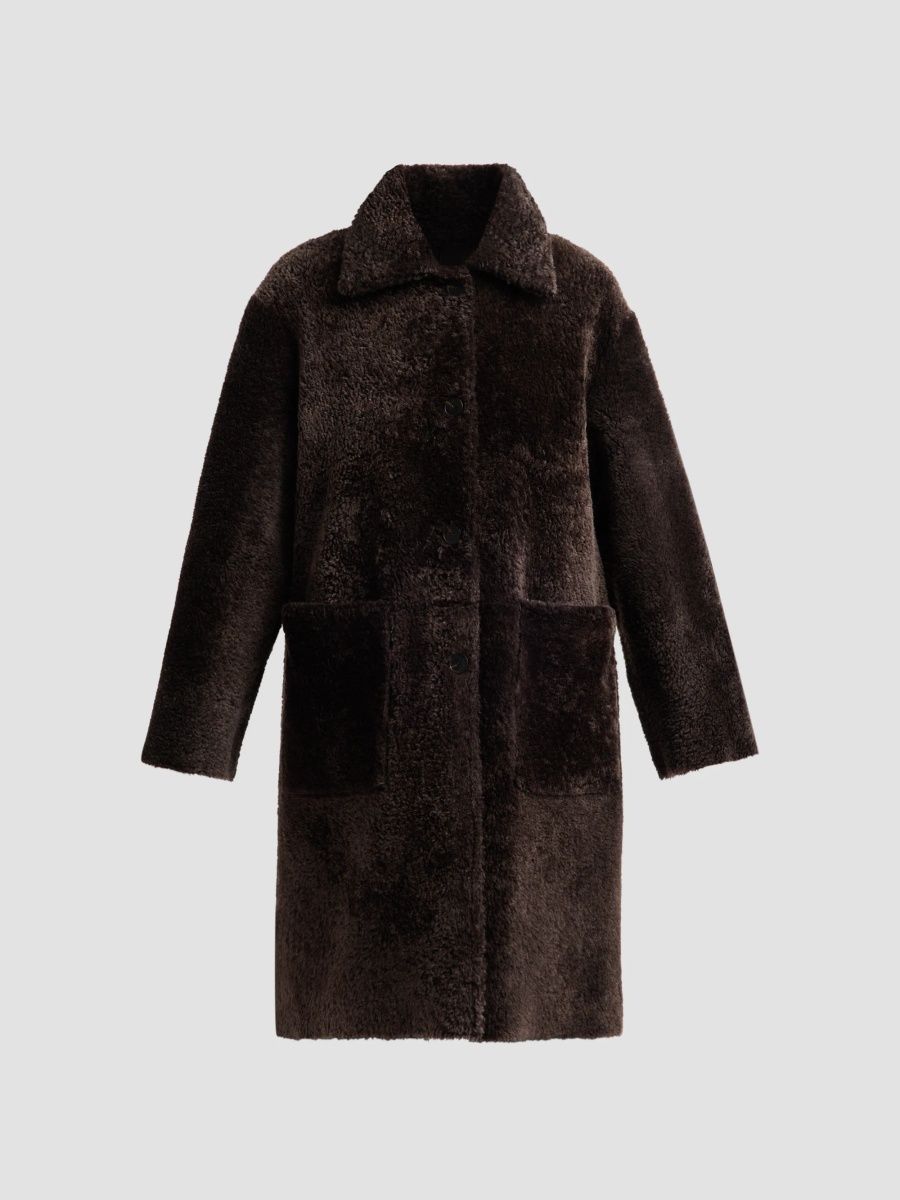 Arma Women's Zoey Leather & Shearling Reversible Coat - Coffee Bean - Size 14