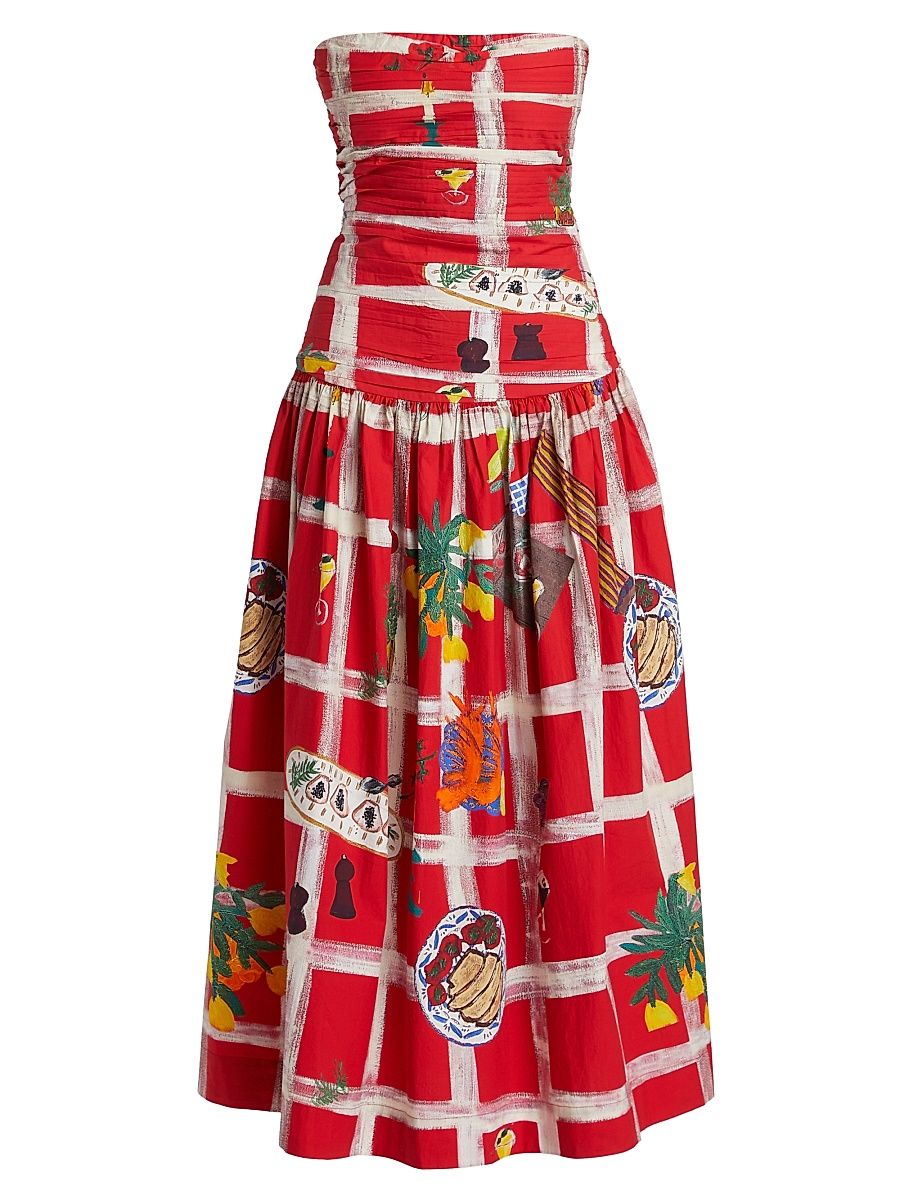 Women's Malla Strapless Midi-Dress - Picnic Red - Size XL