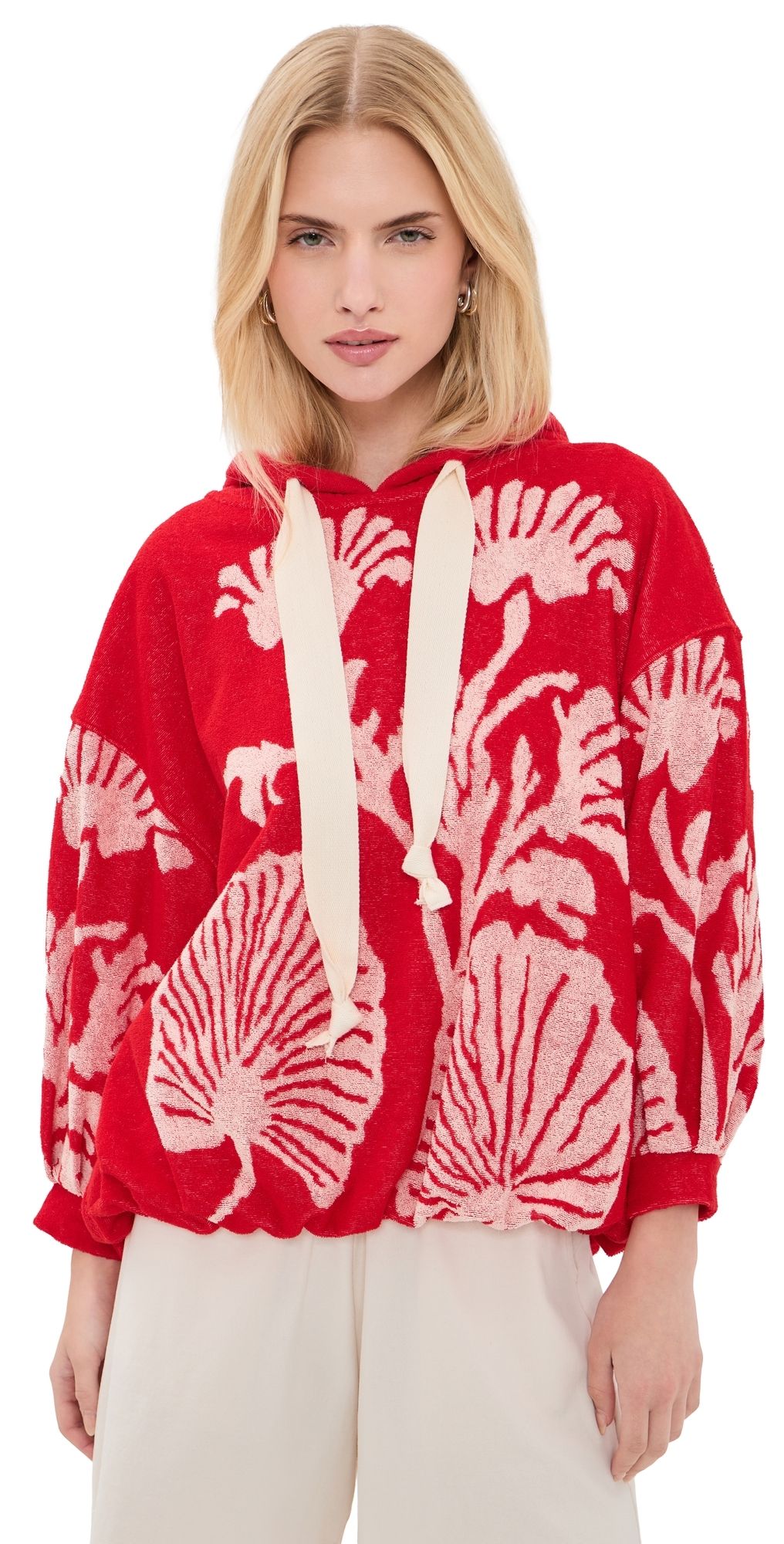 Free People Shell Baby Hoodie Cherry Combo L