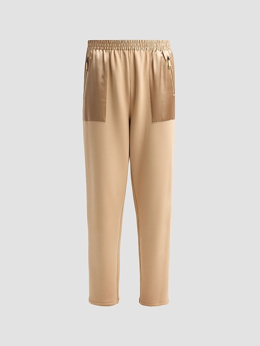 Women's Frances Satin-Trim Pants - Camel - Size XS