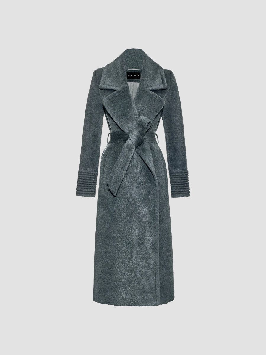 Sentaler Women's Bouclé Alpaca-Blend Long Wrap Coat - Graphite - Size Medium
