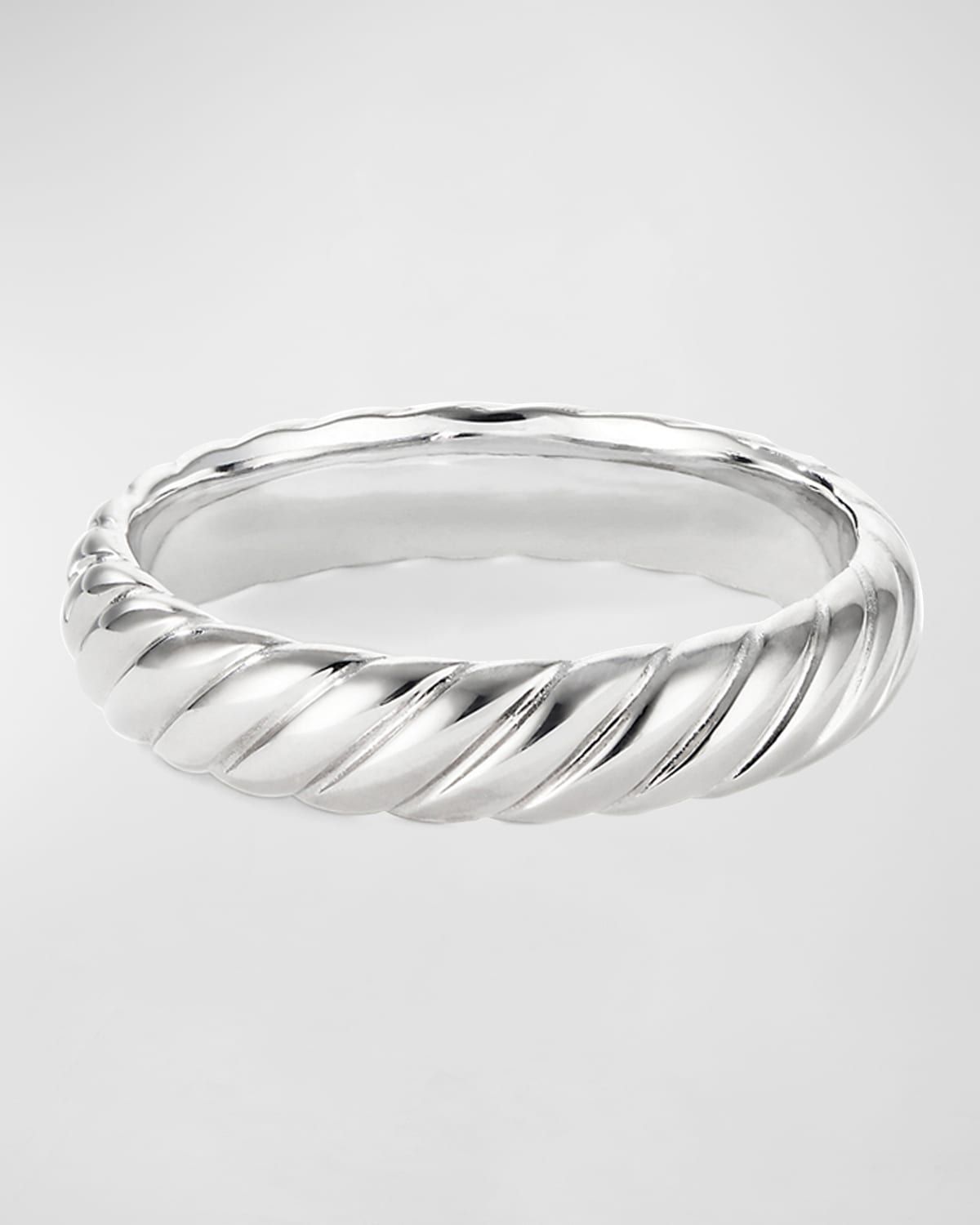 Men & apos;s Cable Band Ring in 18K White Gold, 5mm