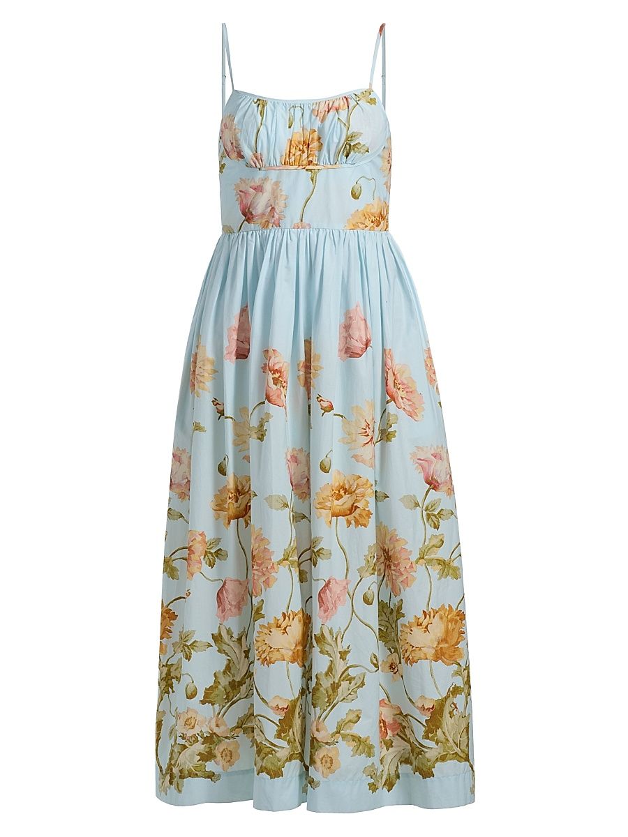Women's Alba Cotton Midi-Dress - Lockwood Flora Sky - Size 12