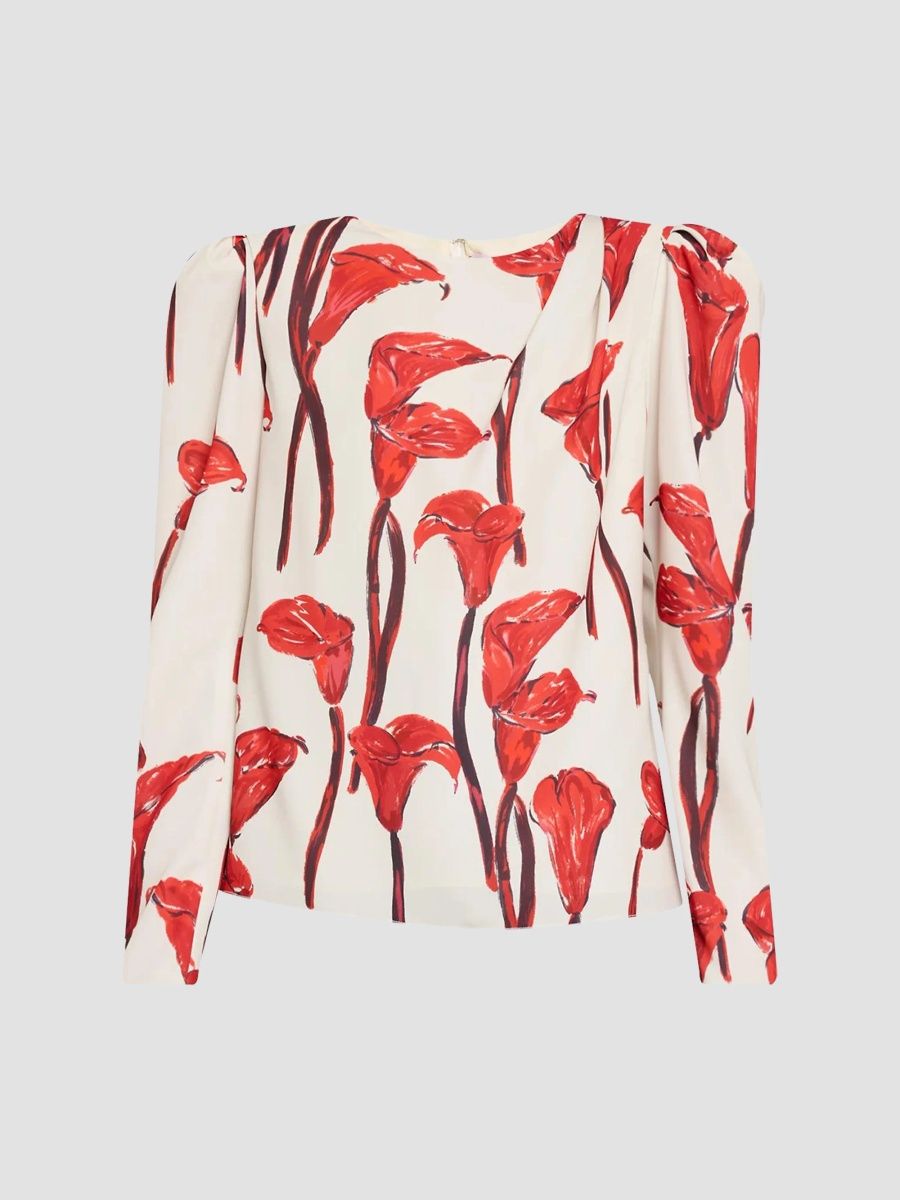 Carolina Herrera Women's Floral Draped Blouse - Ceramic Multi - Size 0