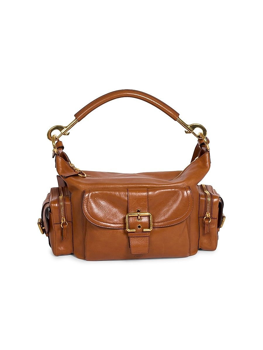 Women's Medium Leather Camera Bag - Clay Brown