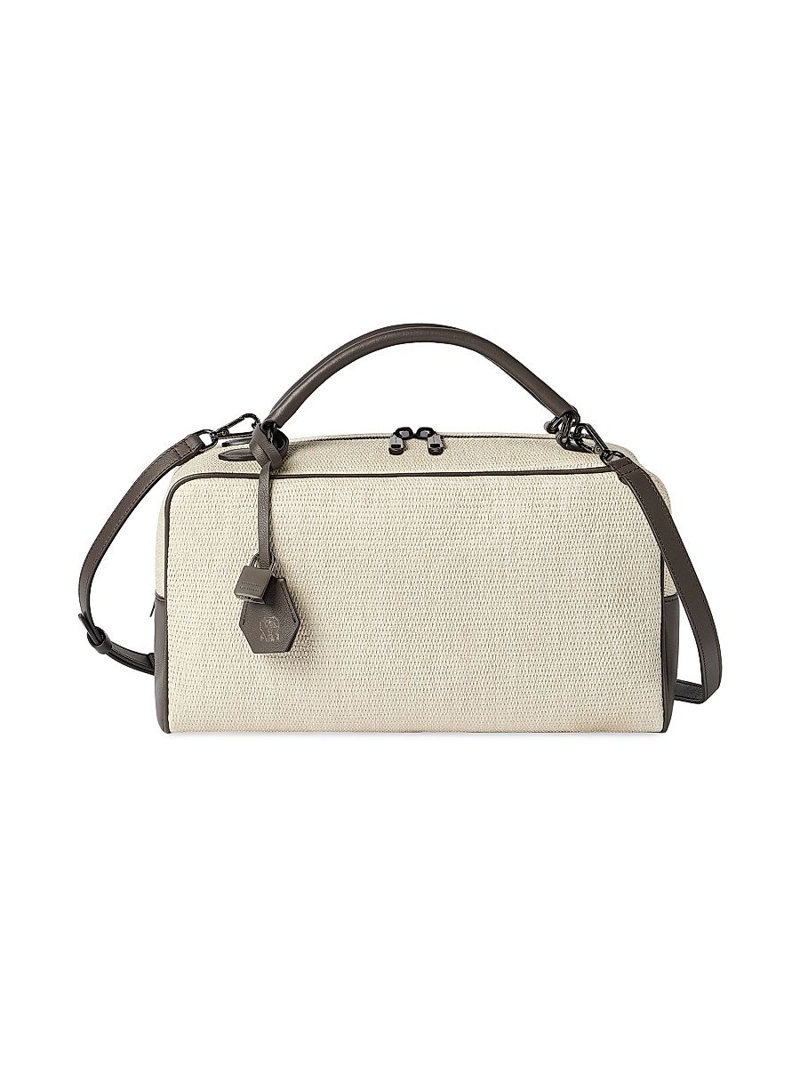 Women's Explorer Boston Top Handle Bag in Techno Raffia and Leather - Rope