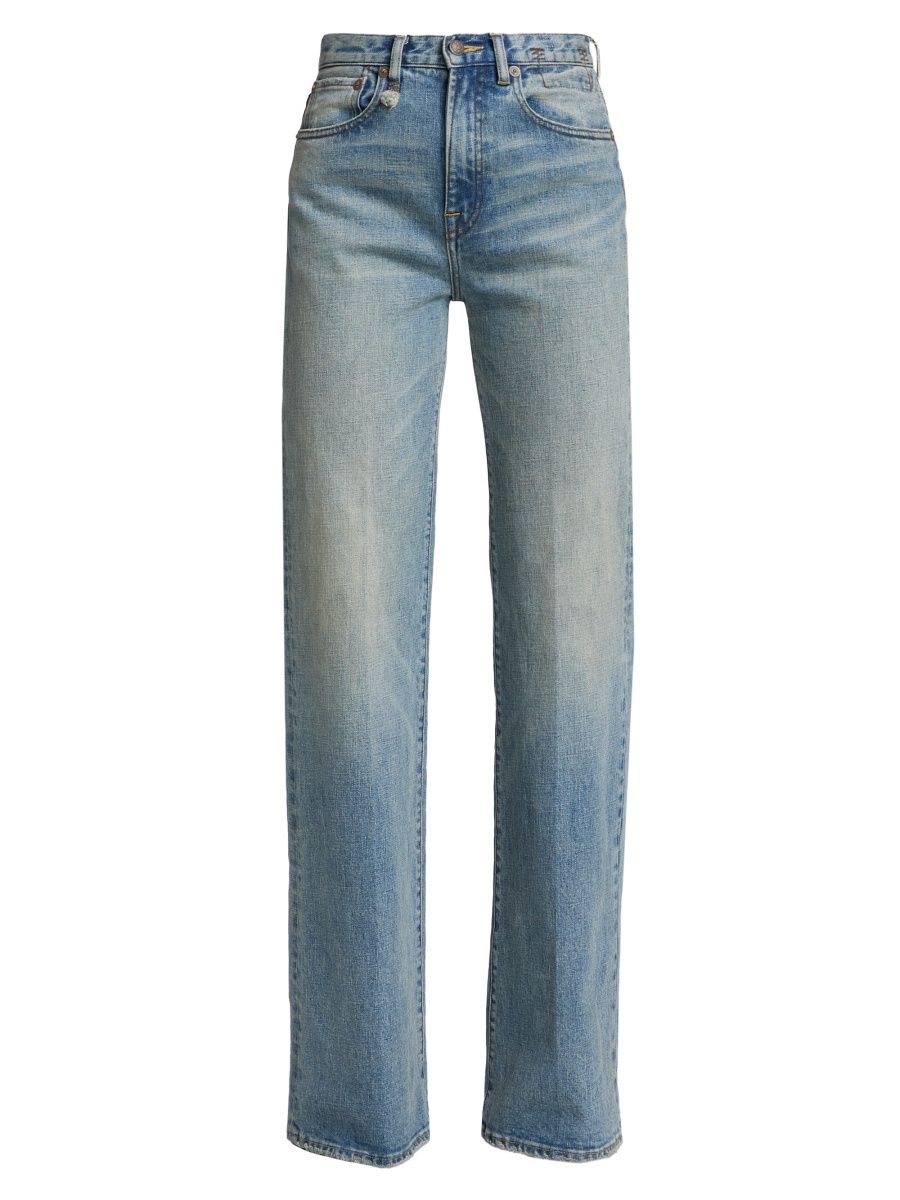 R13 Women's Charlotte Washed-Denim High-Rise Straight-Leg Jeans - Patton Blue Stretch - Size 24