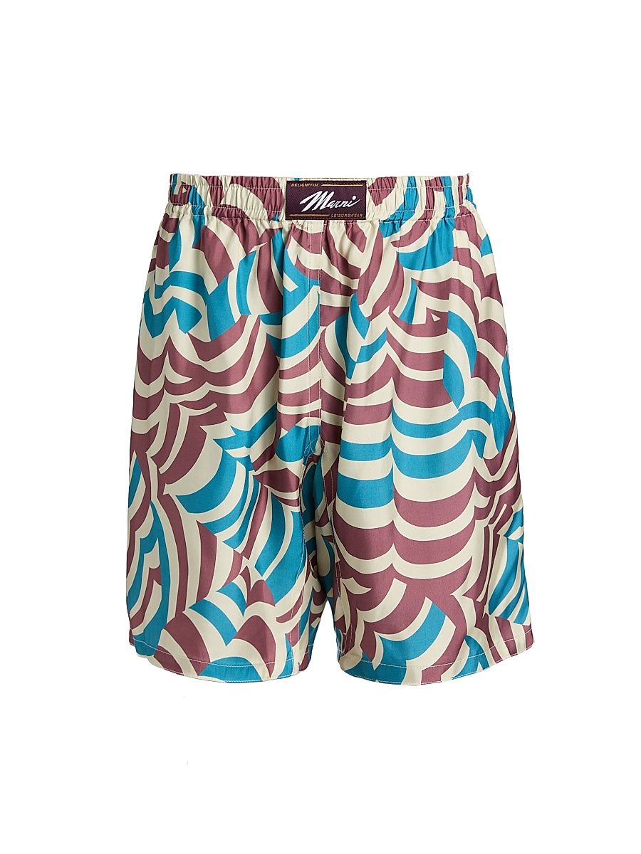 Men's Printed Boxer-Style Shorts - Tobacco - Size 38