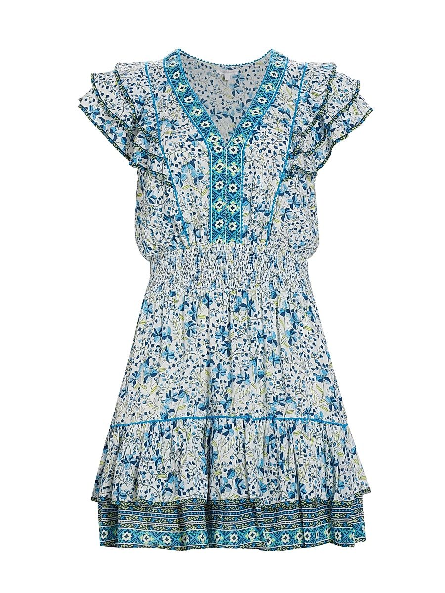 Women's Camila V-Neck Minidress - Blue Mini Jonquille - Size XS