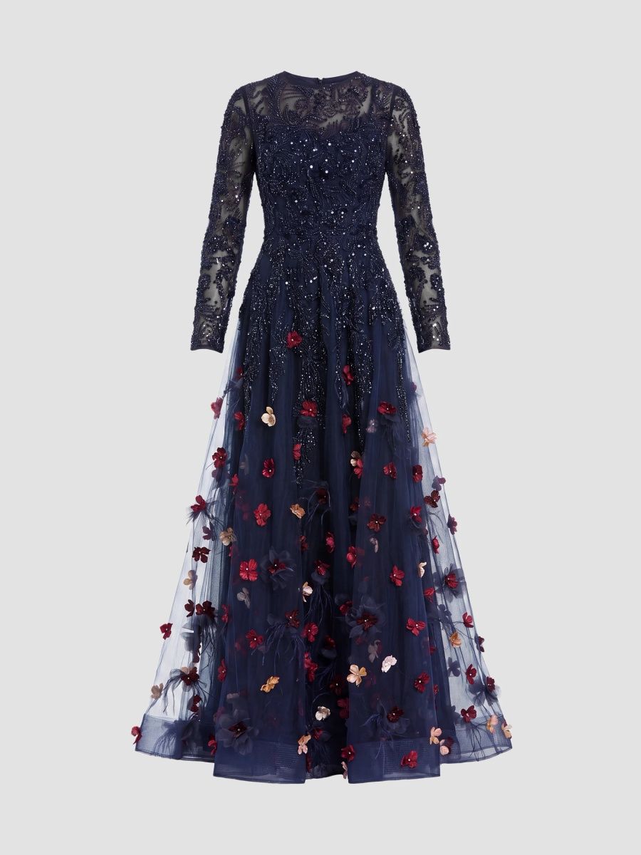 Mac Duggal Women's Embellished Fit & Flare Gown - Midnight Multi - Size 18