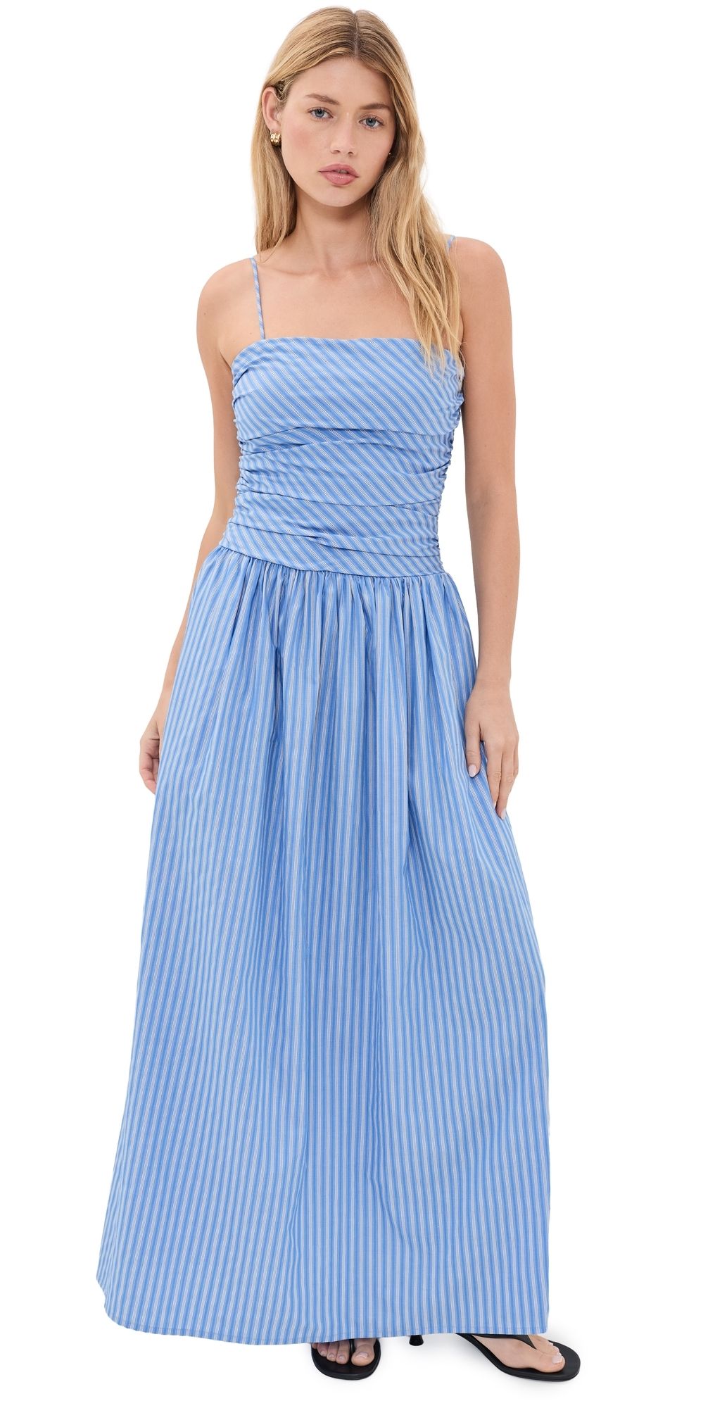 FAITHFULL Portlligat Maxi Dress Joao Stripe Azulejo Blue XL