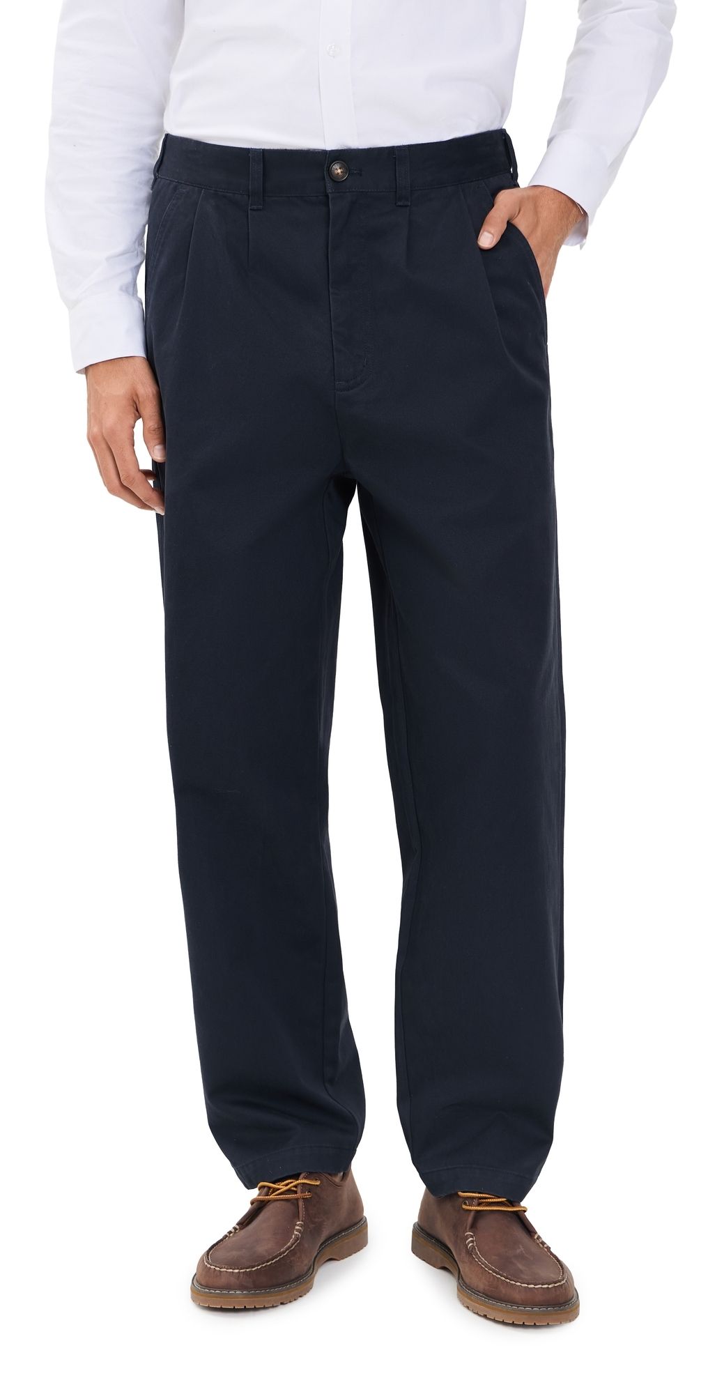 Barbour Yorklane Pleated Twill Trousers Navy 32