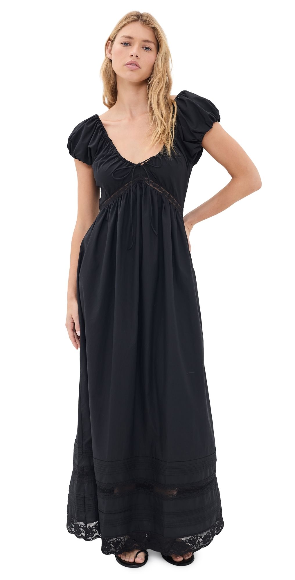 FAITHFULL Elodia Maxi Dress Mia Lace Black XS