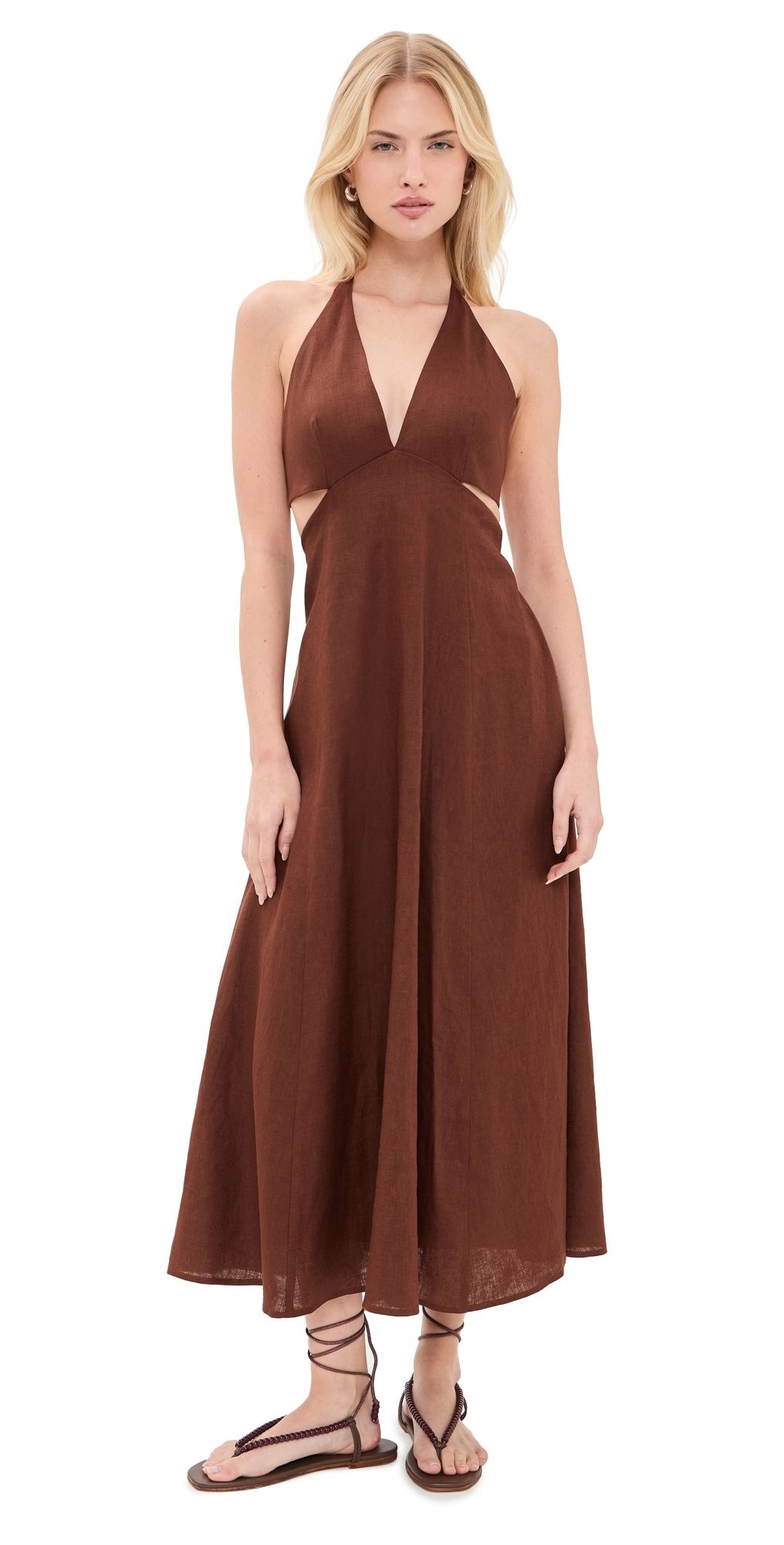 A. L.C. Evelena Linen Maxi Dress Brunette 2