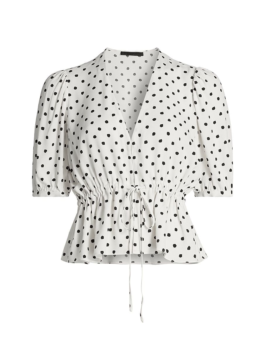 Women's Sawyer Dot Blouse - Ivory Dot - Size XL