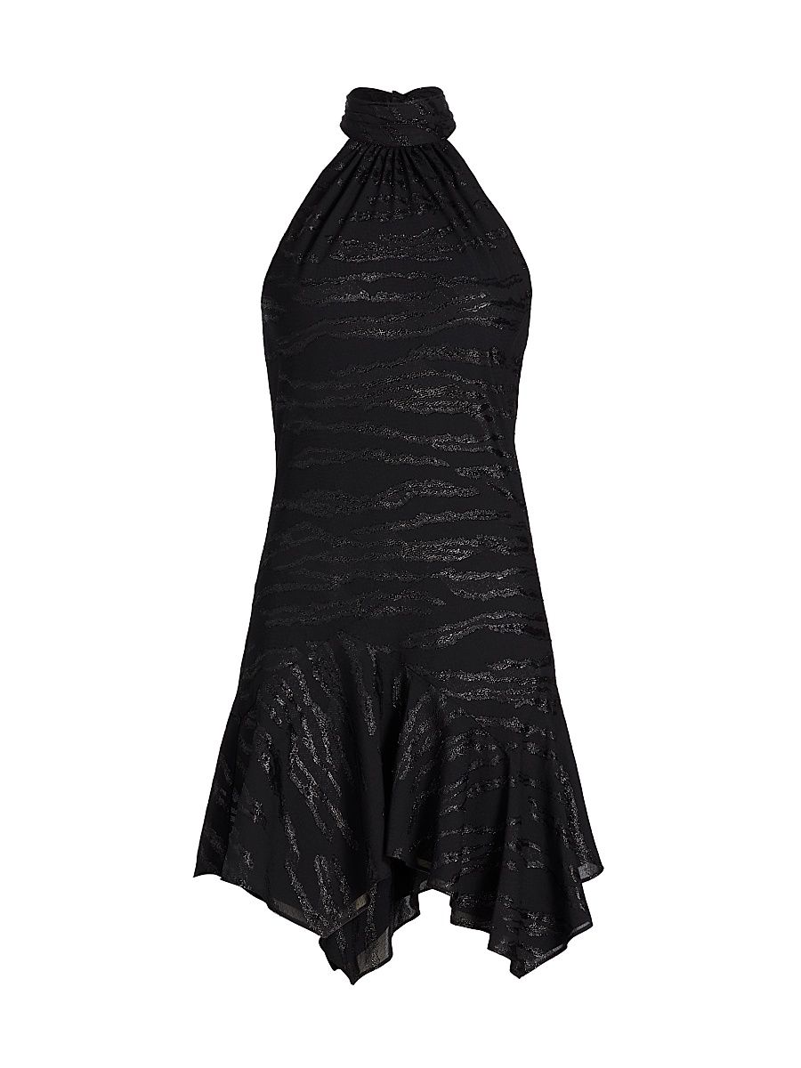 Women's Nari Halterneck Minidress - Black Lurex - Size 16