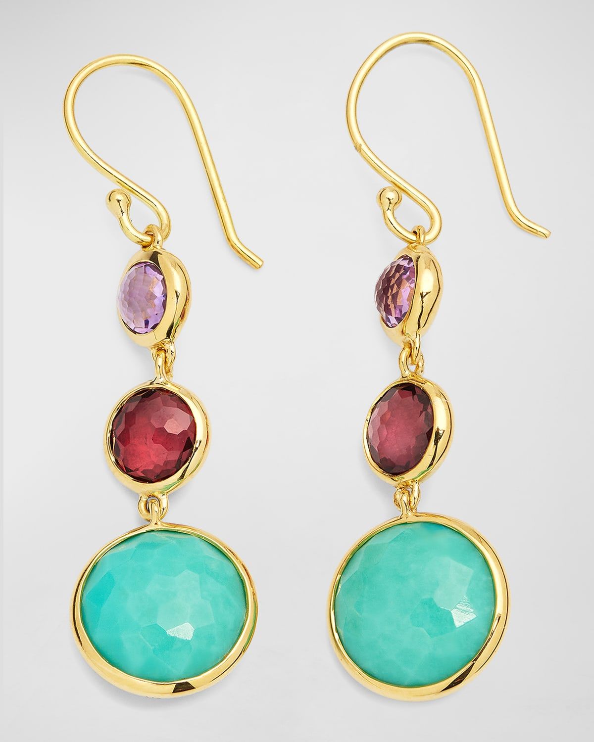 Lollitini 3-Stone Drop Earrings in 18K Gold