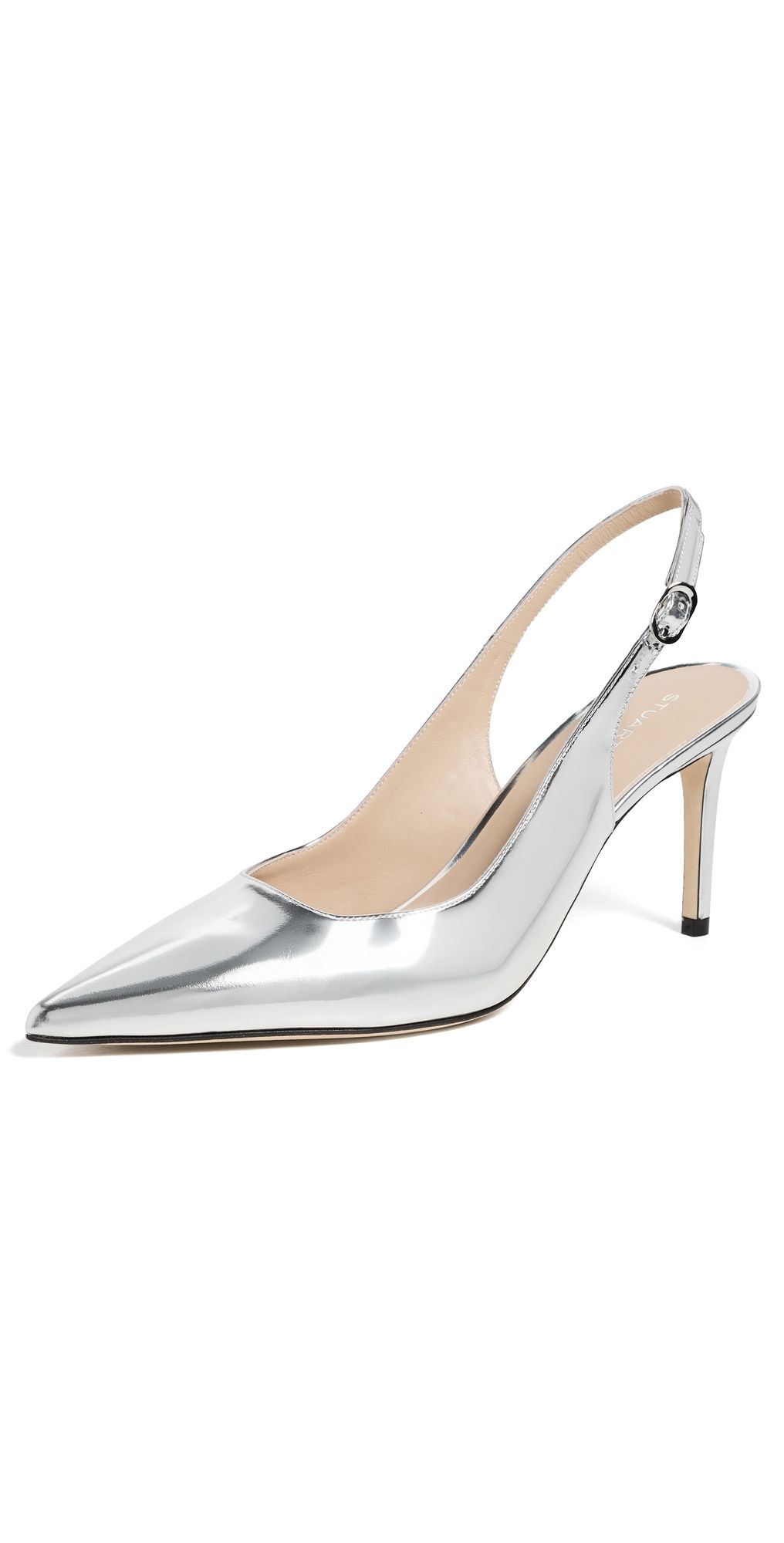 Stuart Weitzman Stuart Power Slingbacks 75 Silver 8