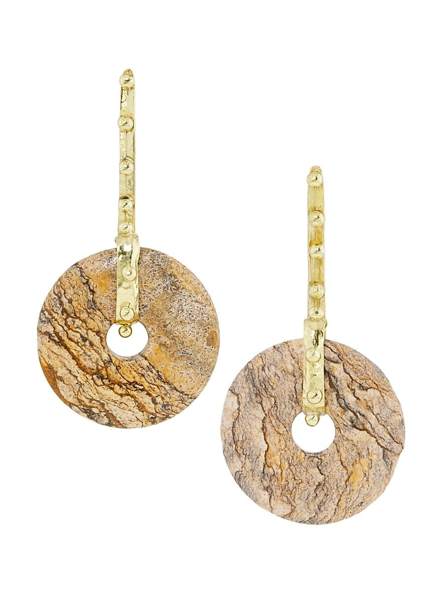 Women's Isla Goldtone & Picture Jasper Drop Earrings - Picture Jasper