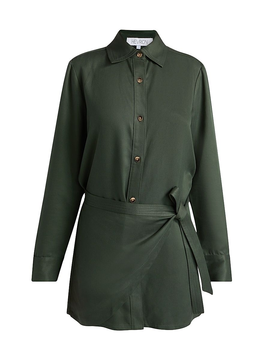 Women's Triva Relaxed Tie-Waist Minidress - Deep Forest - Size Small