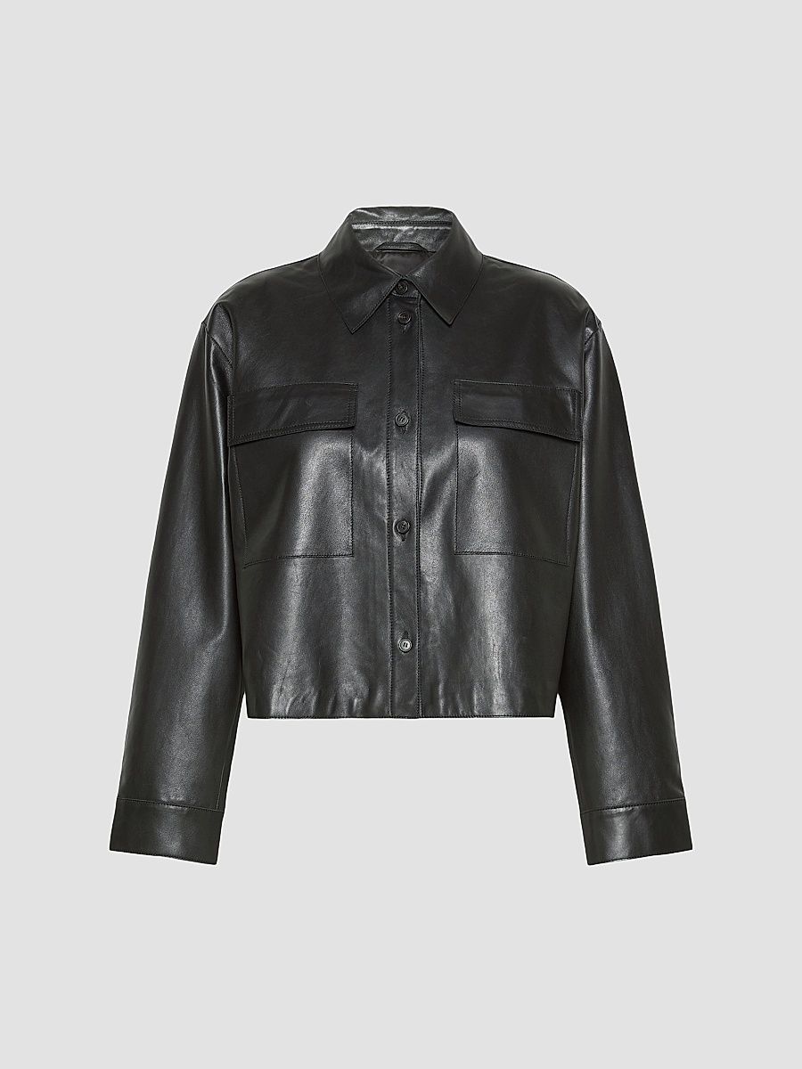 Women's Nappa Leather Jacket - Black - Size 12