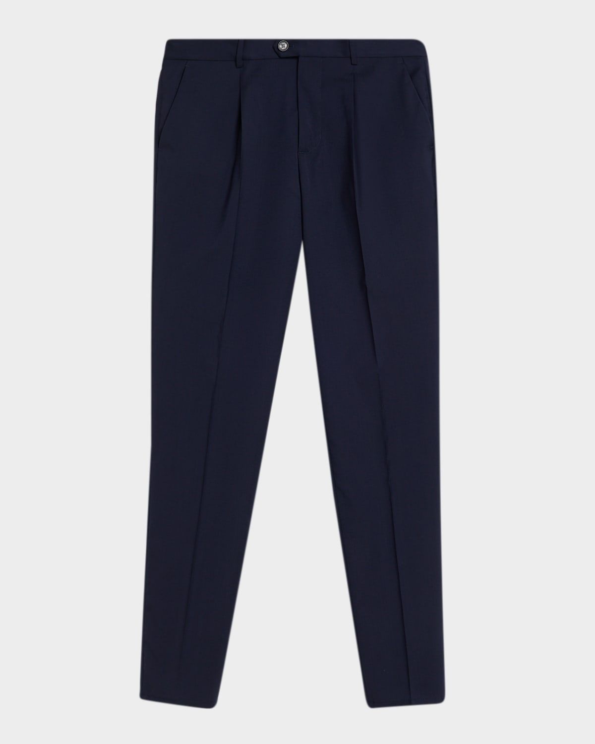 Men & apos;s Virgin Wool Sharkskin Pleated Trousers