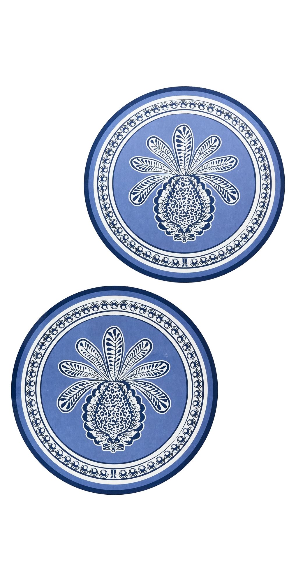 La DoubleJ Hardback Placemats Set of 2 Big Pineapple Blu One Size