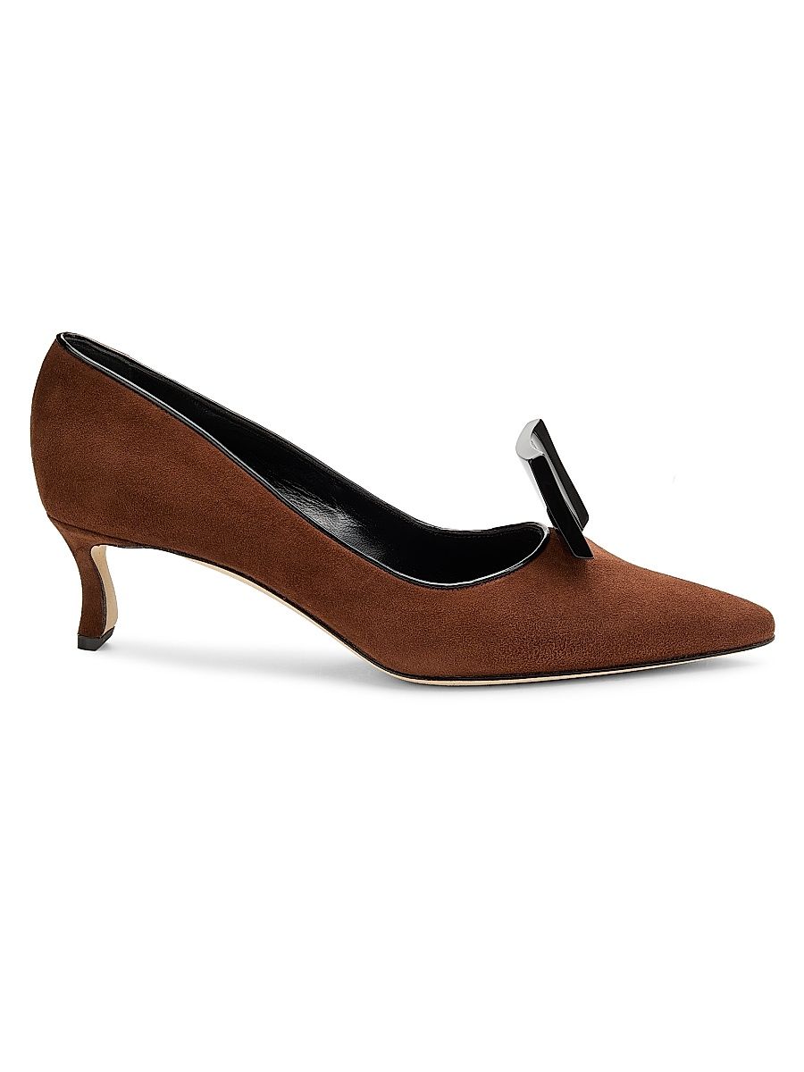 Women's Potoka 50MM Suede Pumps - Dark Brown Black - Size 6.5