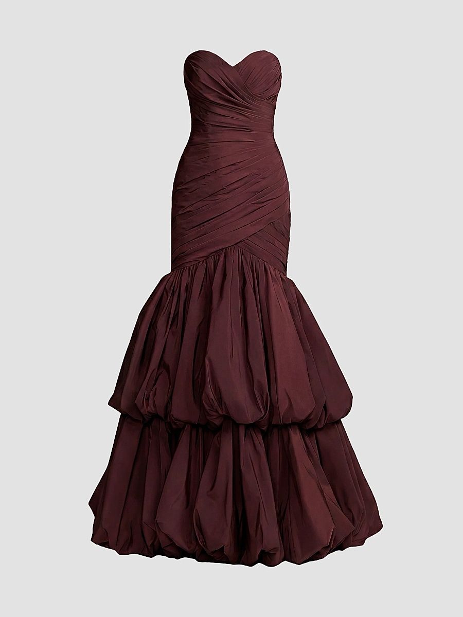 Mac Duggal Women's Strapless Tiered-Bubble Faille Trumpet Gown - Amethyst - Size 8