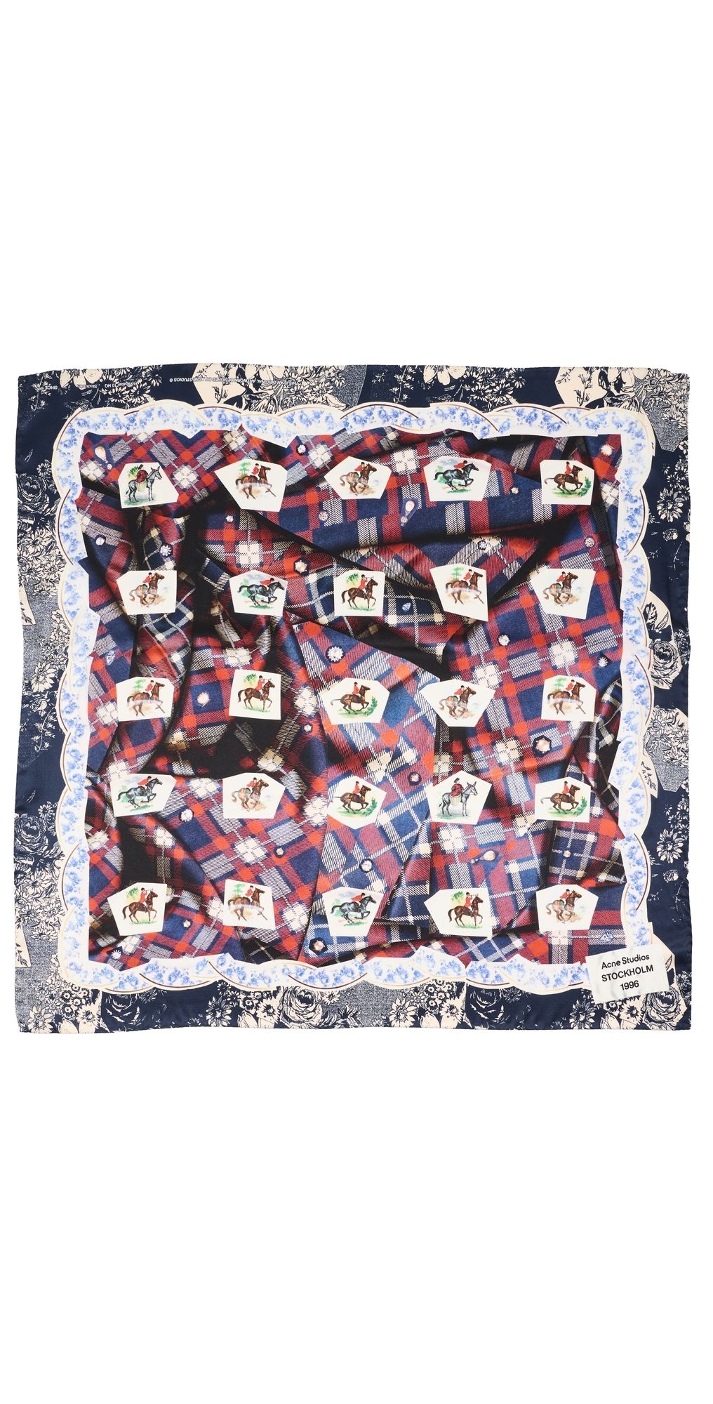 Acne Studios Volta Check Scarf Blue One Size