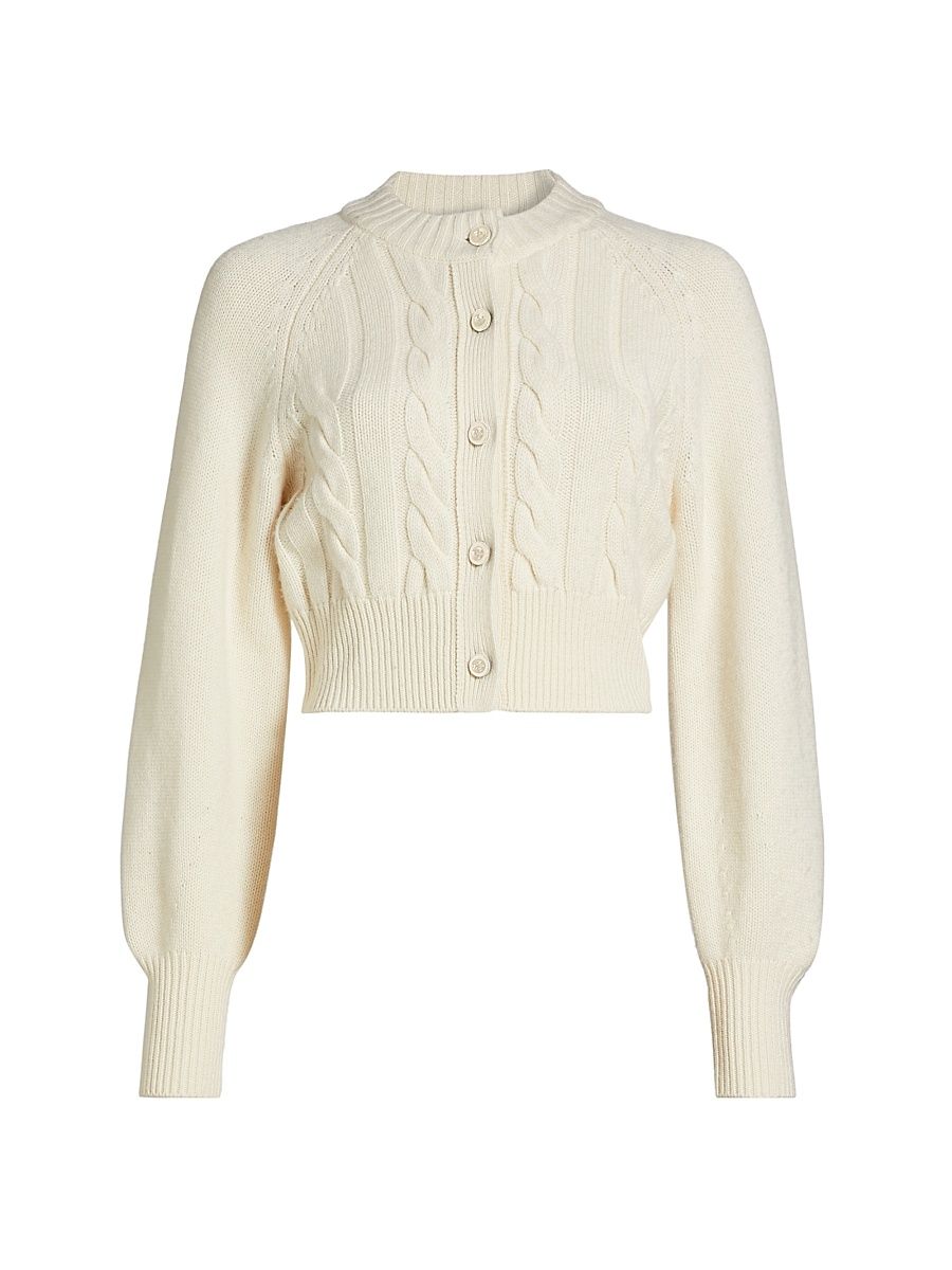 Women's Rita Wool-Cashmere Crop Cardigan - Ivory - Size XL