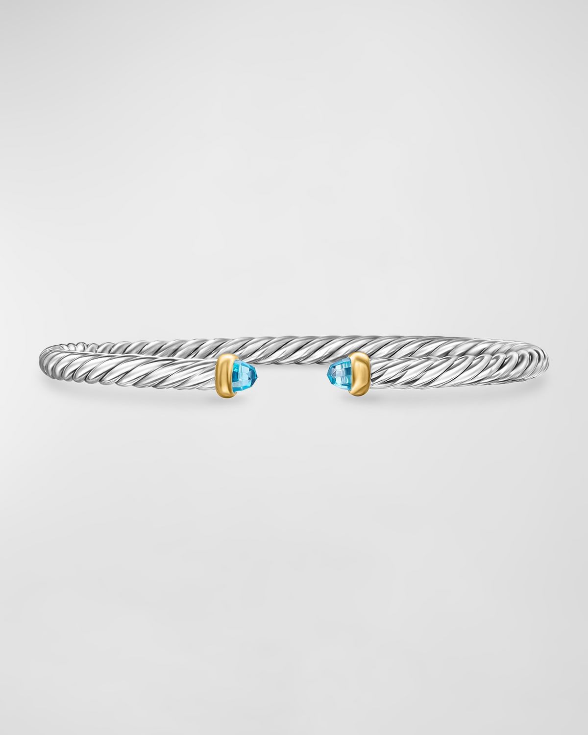 Cable Flex Bracelet with Gemstone in Silver and 14K Gold, 4mm