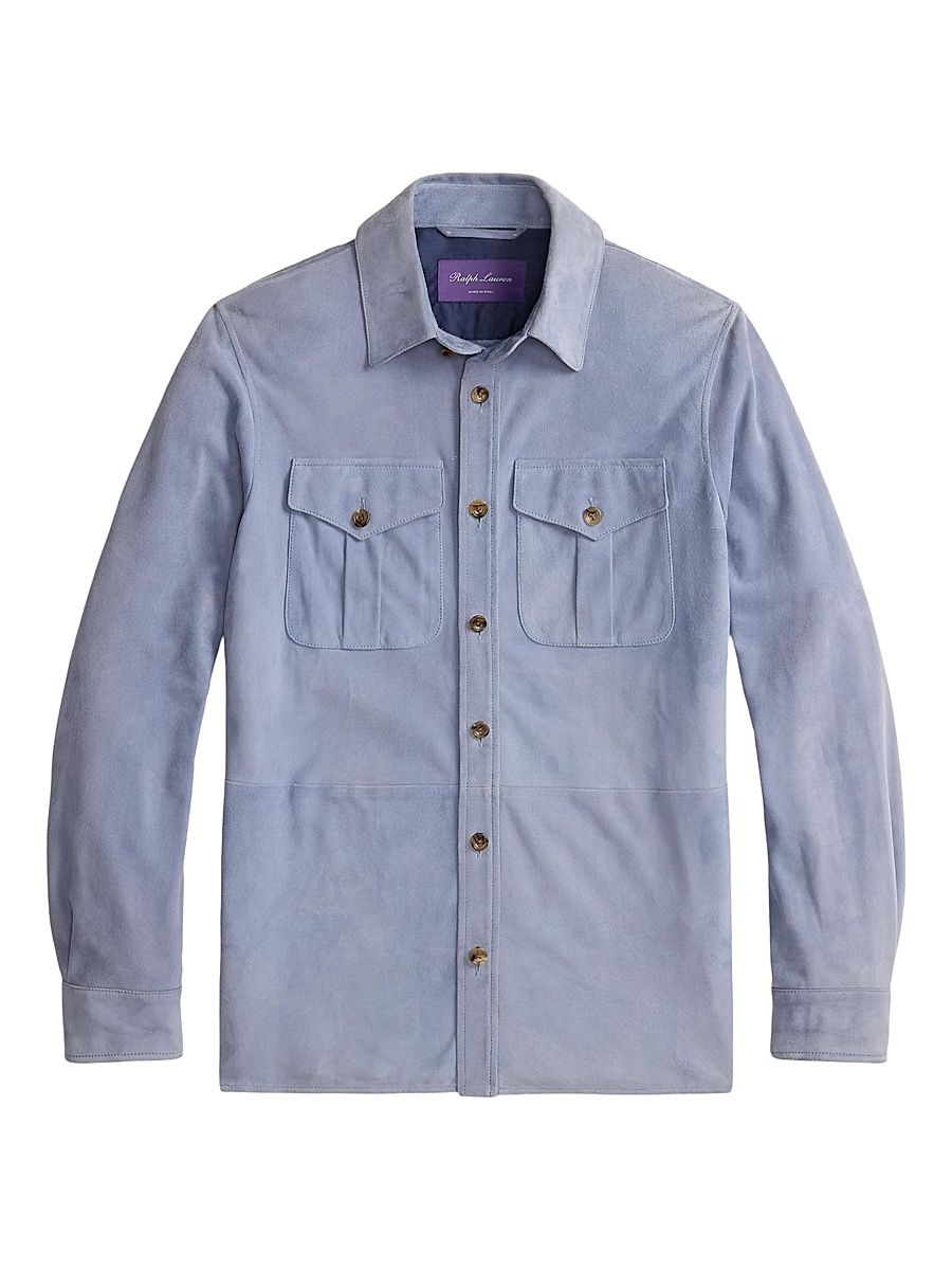 Men's Lux Suede Overshirt - Soft Blue - Size XXL