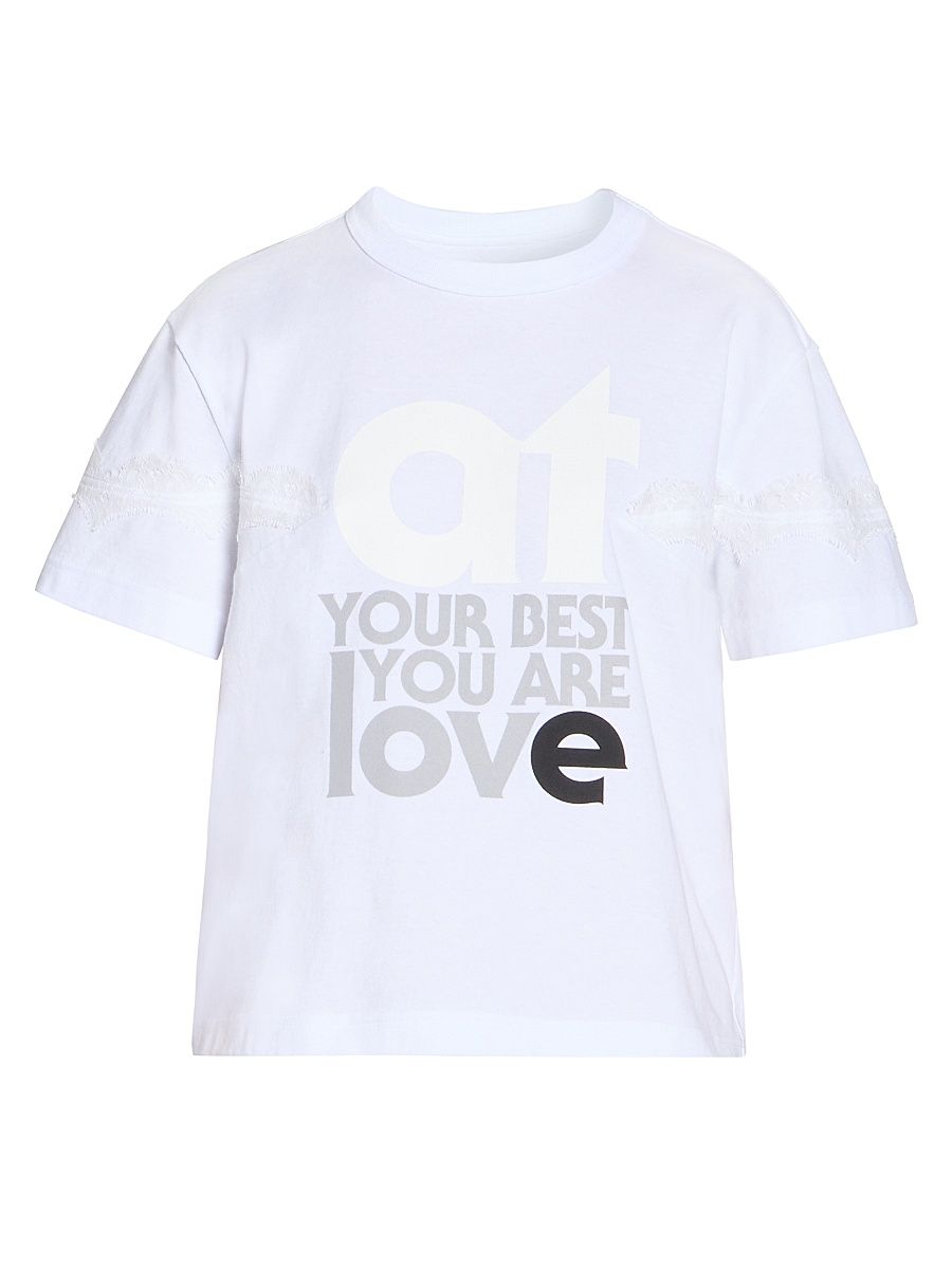 Women's Graphic Cotton T-Shirt - White - Size Small