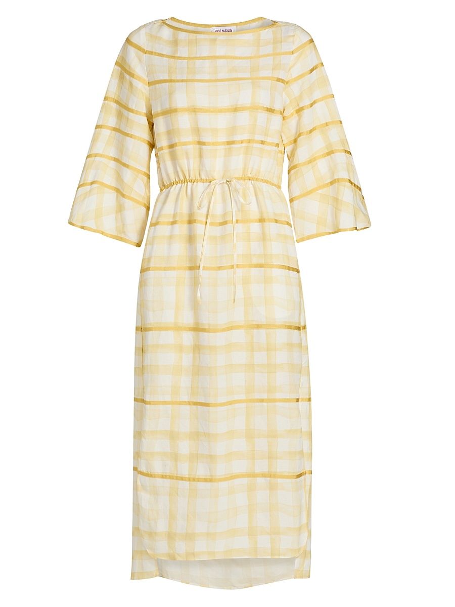 Women's Grosgrain Ribbon Caftan Midi-Dress - Yellow - Size XL