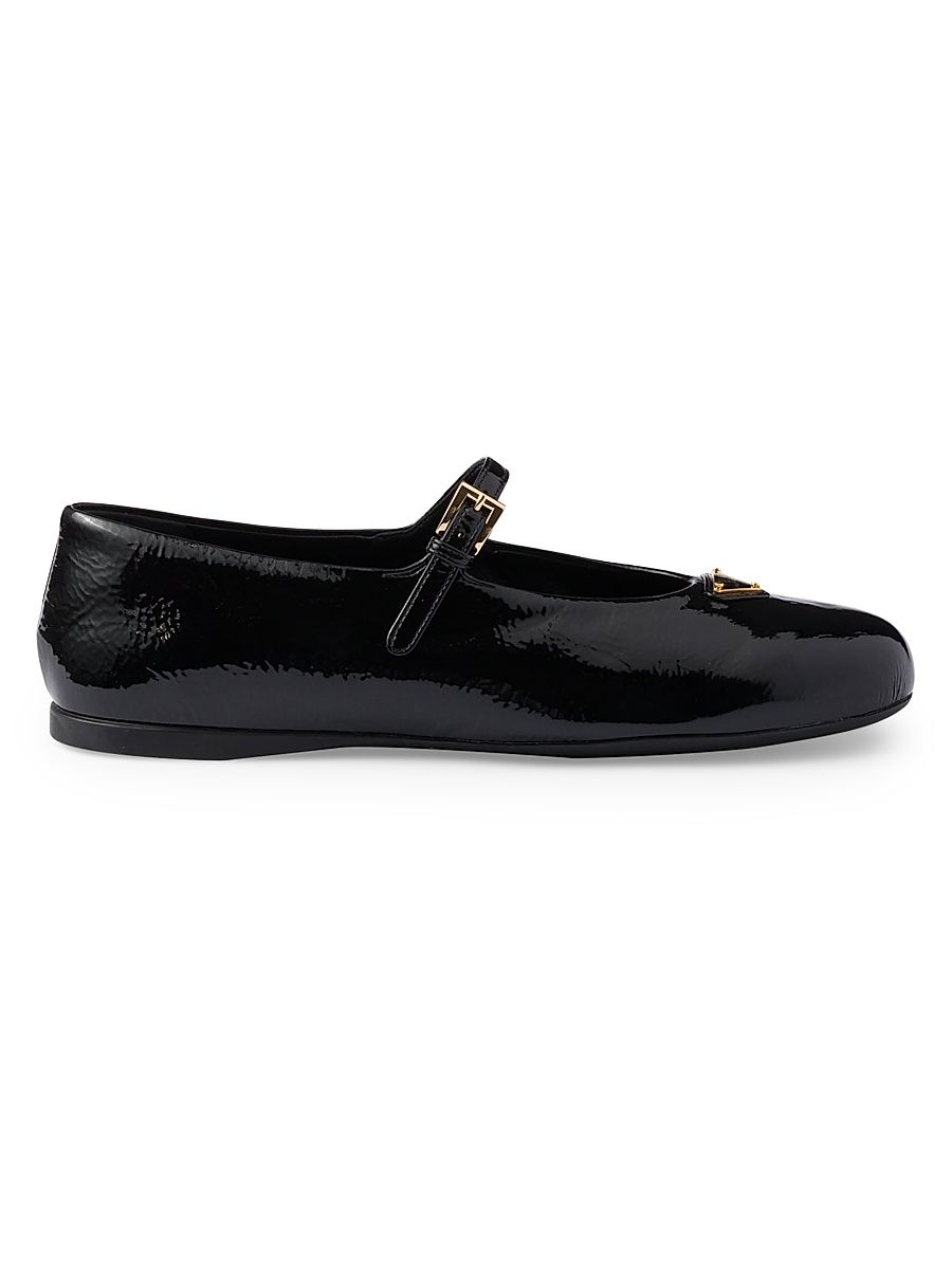 Women's Patent Leather Ballerinas - Black - Size 10