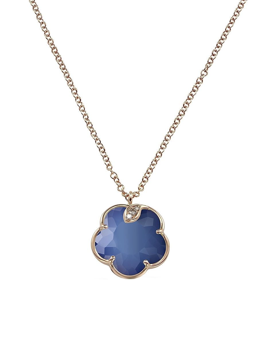 Women's Petit Joli 18K Rose Gold & Multi-Gemstone Flower Pendant Necklace
