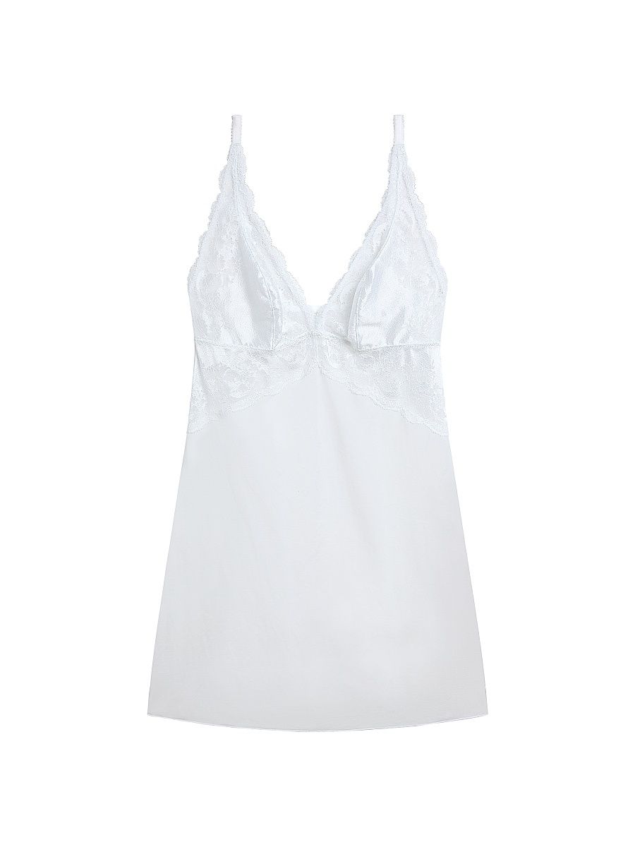 Women's Modern Affair Floral Lace Chemise - White - Size XL