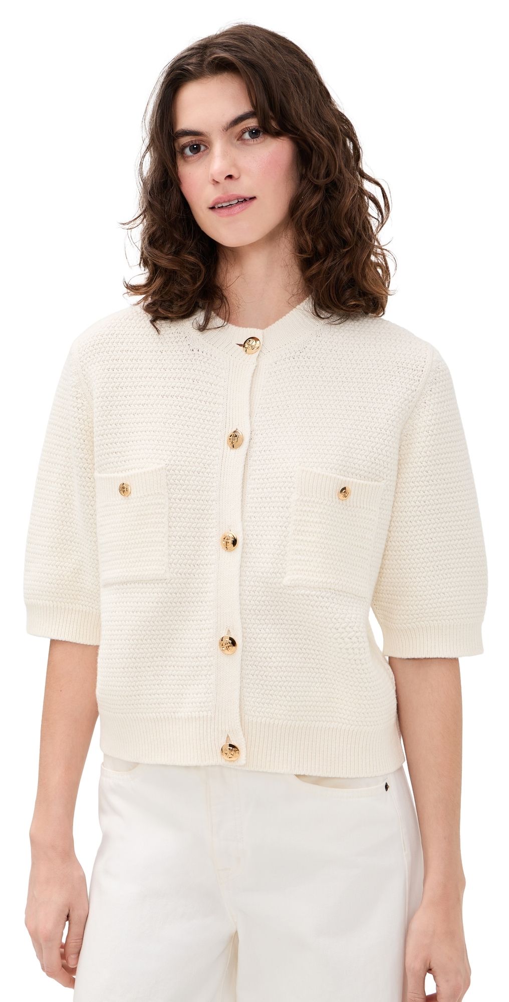 ANINE BING Ivory Christa Cardigan Ivory M