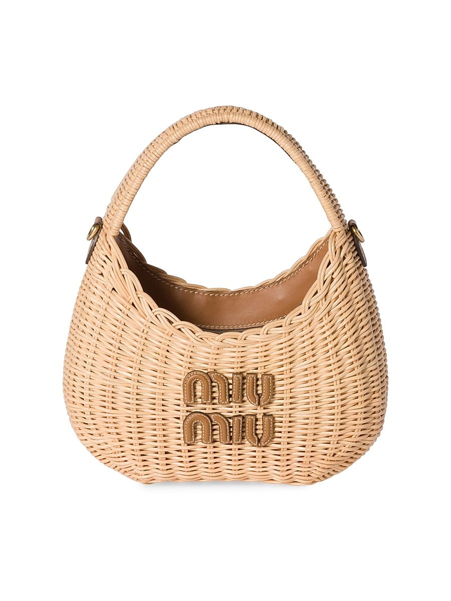 Women's Wander Wicker Top Handle Bag - Beige Khaki