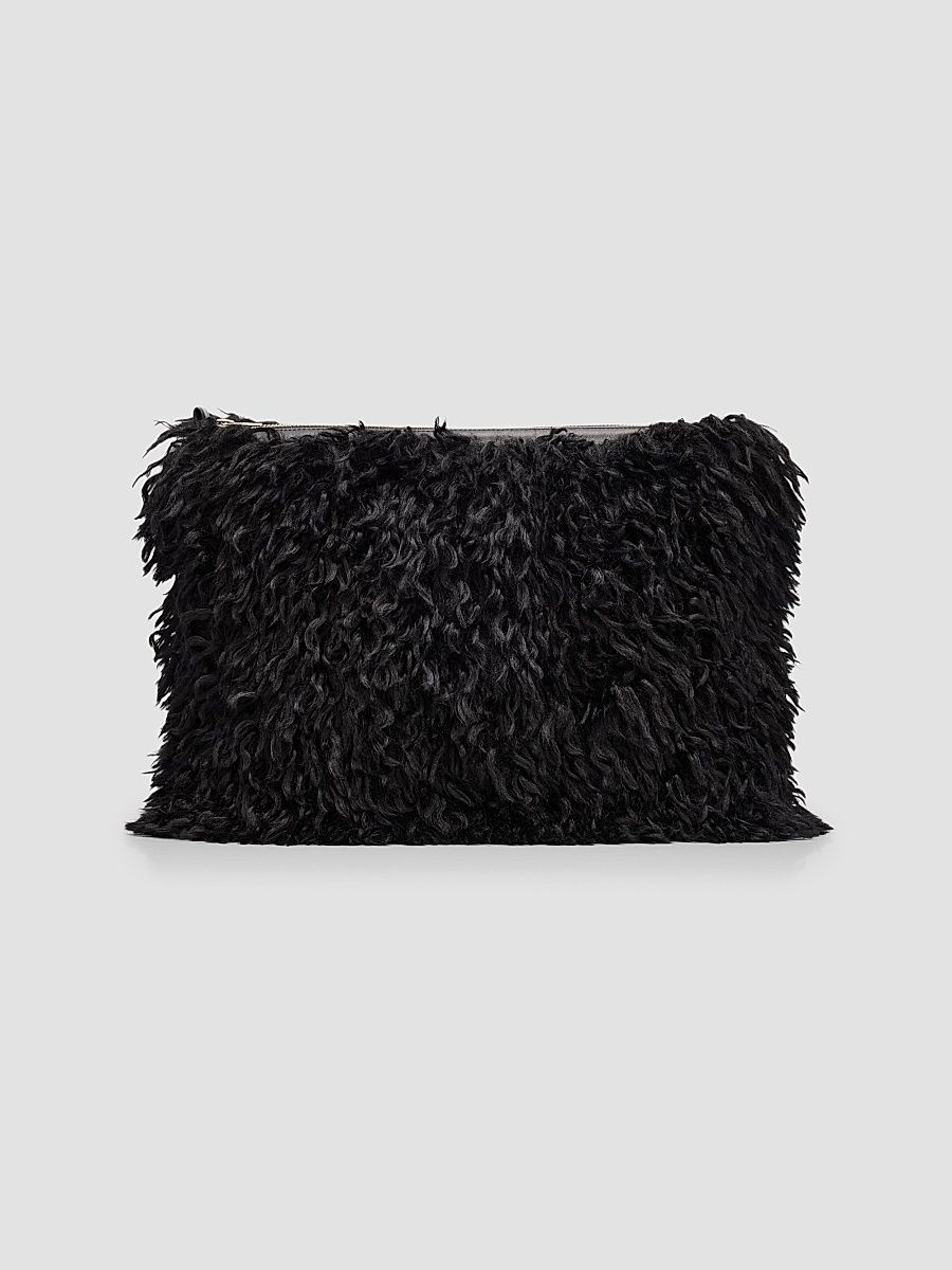 L'AGENCE Women's Faux Fur Clutch - Black