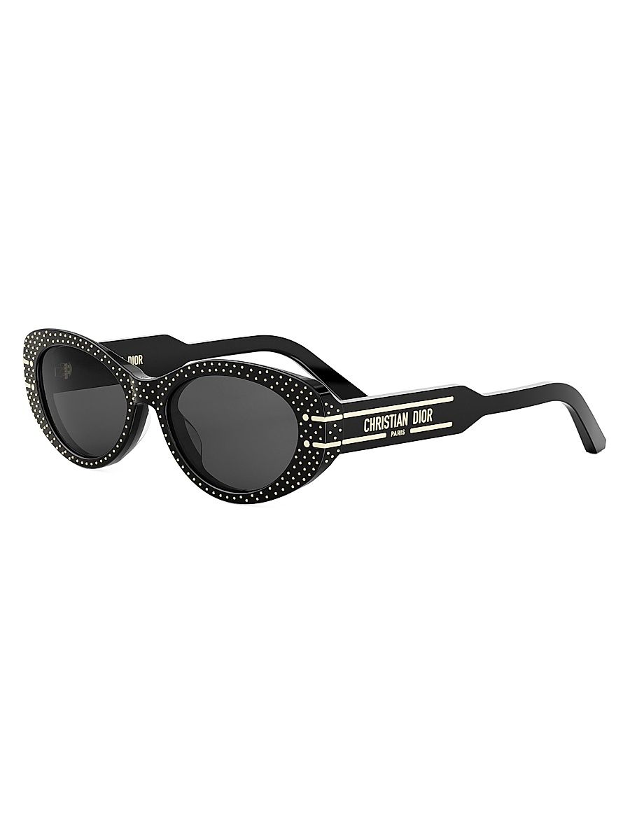 Women's DiorSignature B8U 53MM Studded Butterfly Sunglasses - Black Smoke