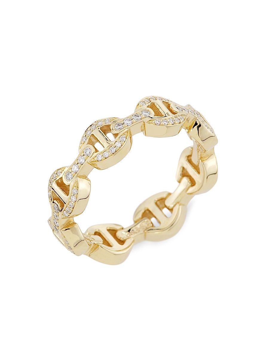 Women's Quad-Link 18K Yellow Gold & Diamond Ring - Diamond Yellow Gold - Size 6.5