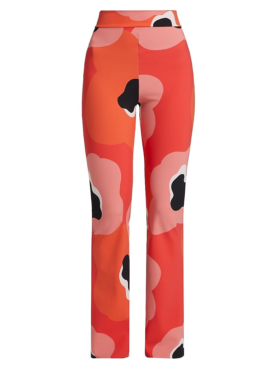 Women's Venusette Abstract Jersey High-Rise Flared Pants - Taj Mahal - Size 8