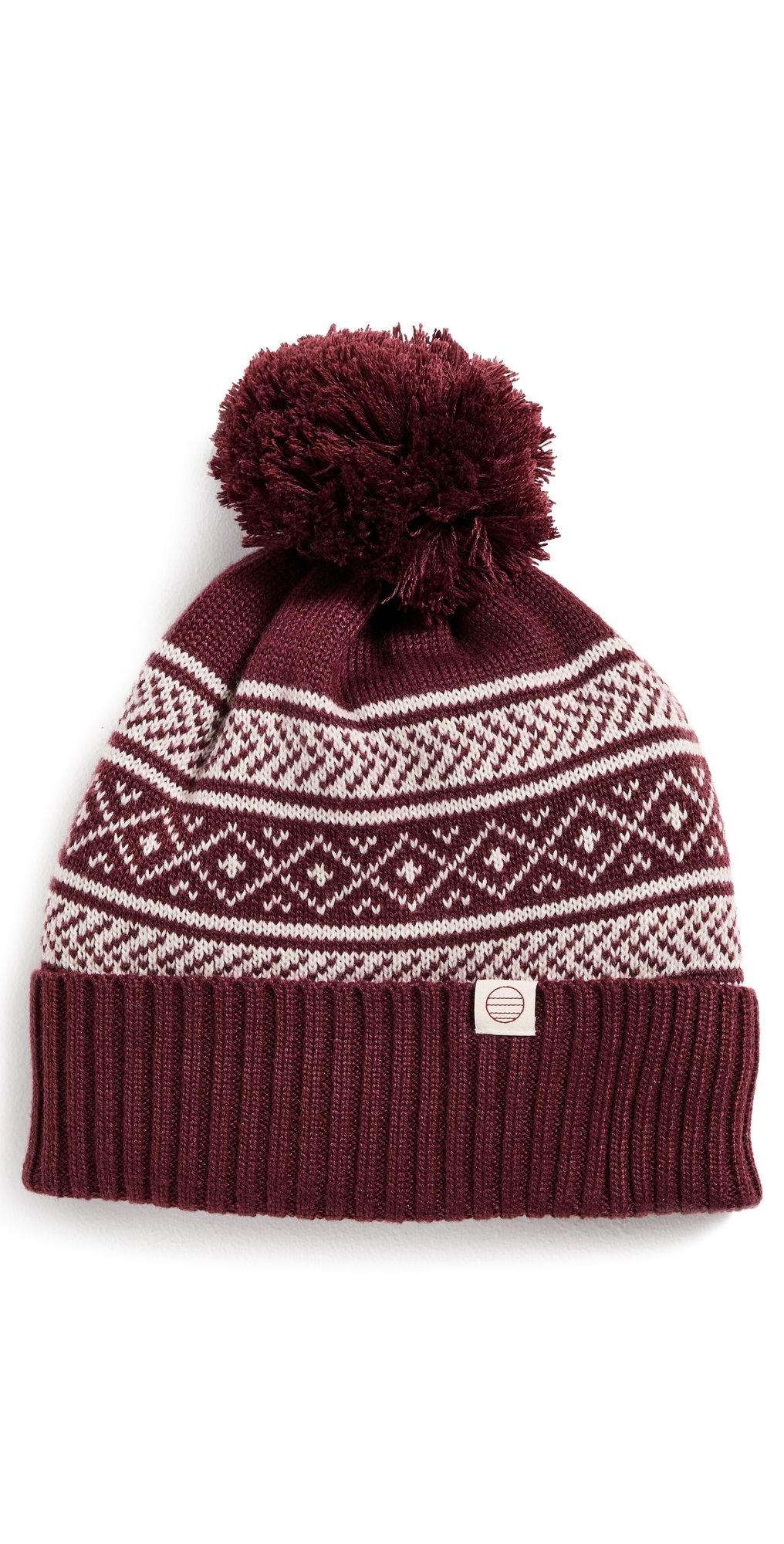 Marine Layer Fair Isle Pom Beanie Burgundy One Size