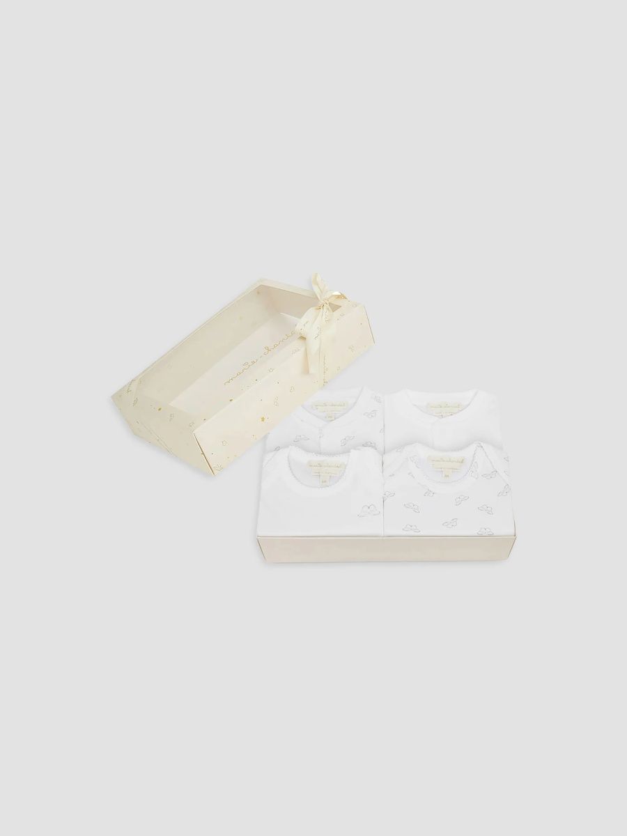 Marie-Chantal Unisex Baby's 4-Piece Bodysuit & Coverall Gift Set - White - Size Newborn